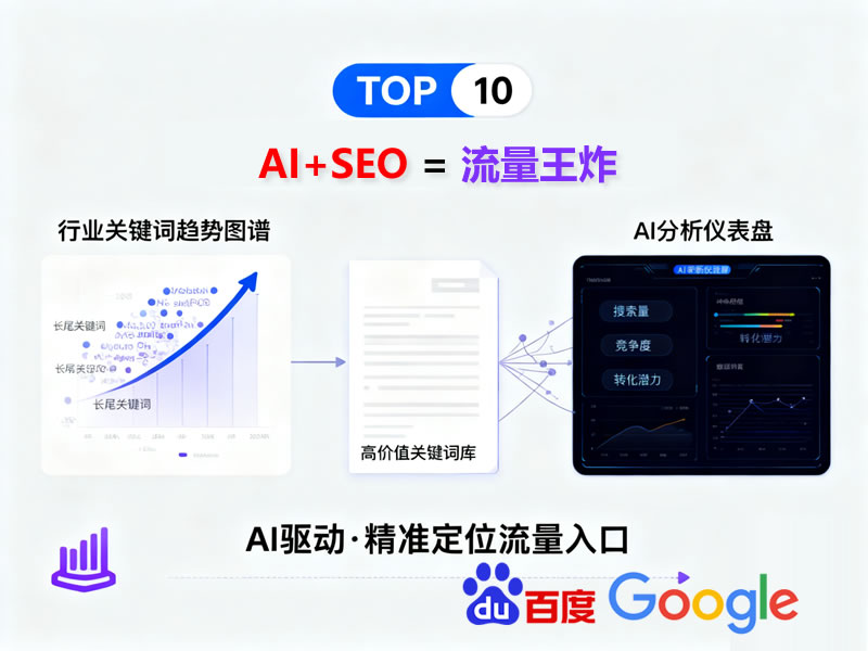 AI SEO服務展示，人工智能輔助SEO優(yōu)化的界面示意圖
